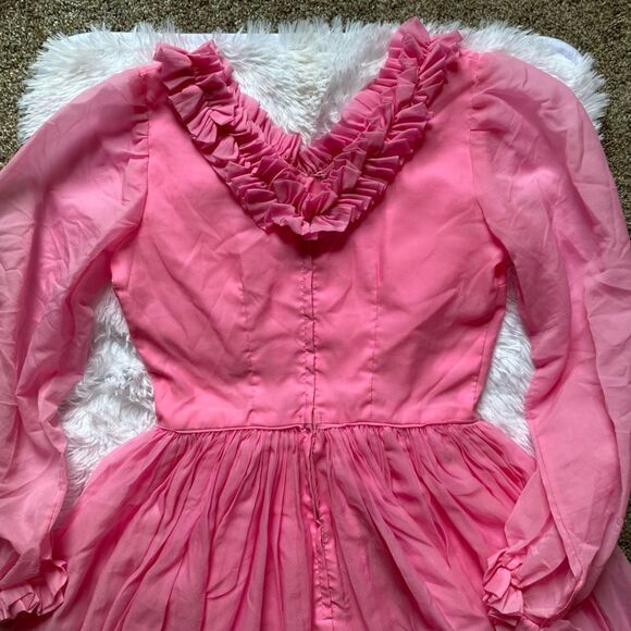 Vintage 60’s Square Dance Dress Swing Handmade Ruffle Pink Prairie Barbiecore - Picture 11 of 16